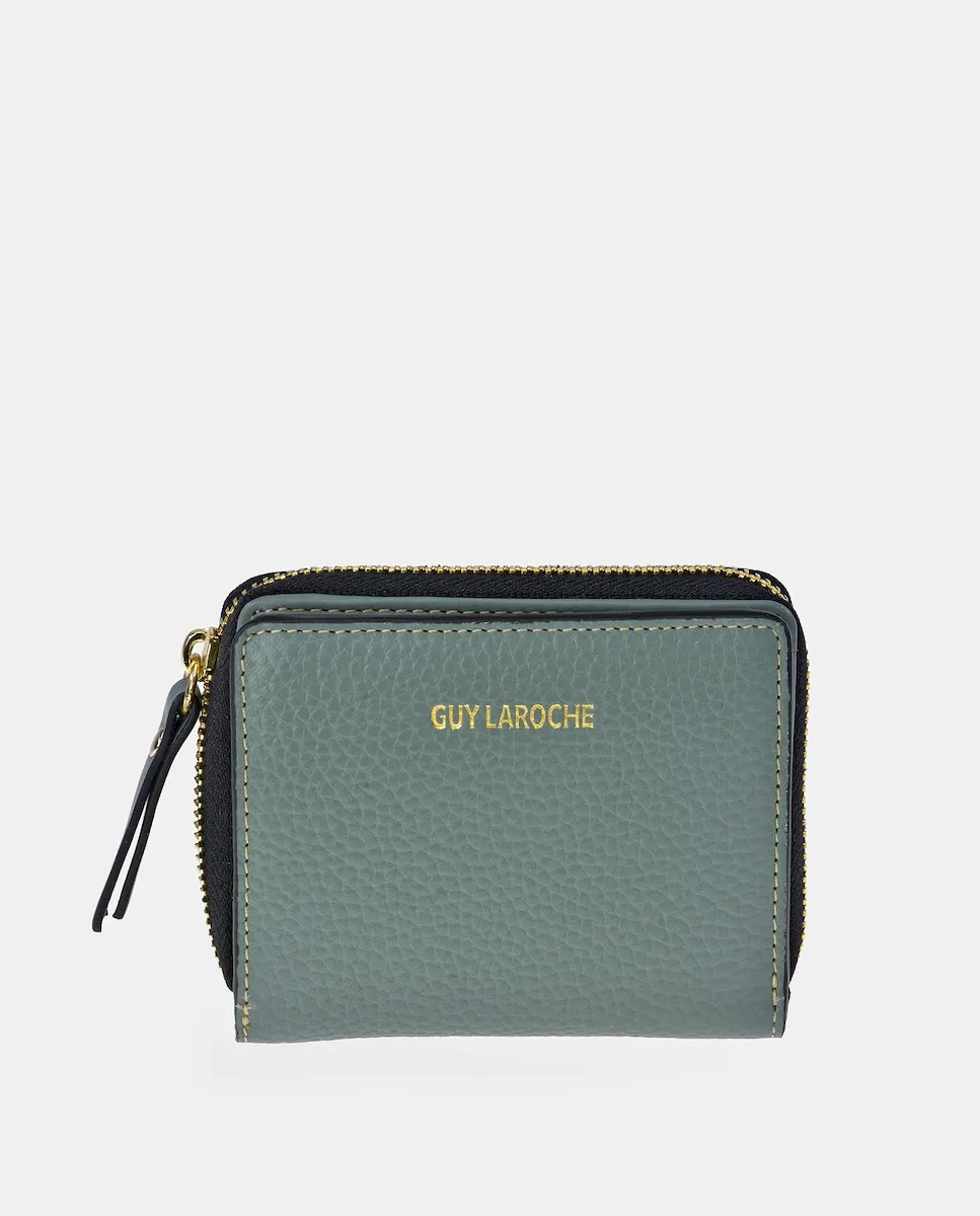 

Небольшой женский кошелек с застежкой-молнией, изготовленный из мягкой кожи Guy Laroche, светло-голубой