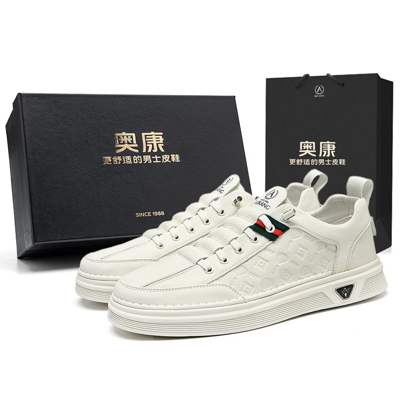 

Классика моды серия Антискользящие и износостойкие Легкие низкие кроссовки для скейтбординга Мужские эксклюзивная коробка AOKANG, белый