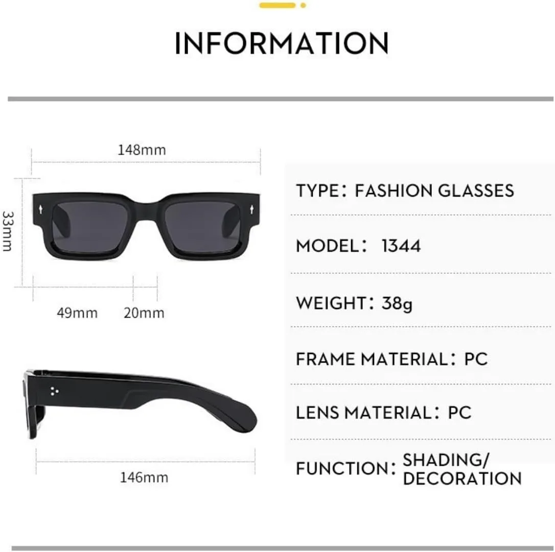 

Солнцезащитные очки квадратной формы с толстой оправой, прямоугольной формы, для женщин и мужчин, в стиле ретро, ​​модные массивные очки, черные IKUVNA, Black