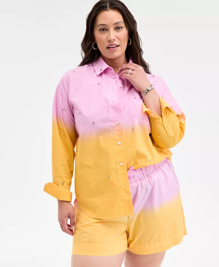 

Модная блузка с омбре и стразами больших размеров On 34th, фиолетовый