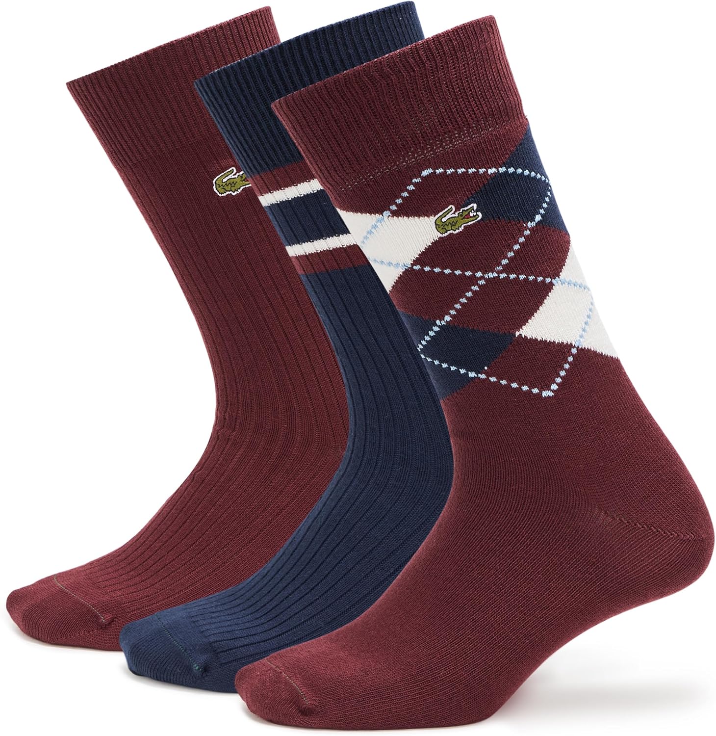 

Lacoste мужские носки Cotton 3 пары в подарочной упаковке, Bordeaux/White