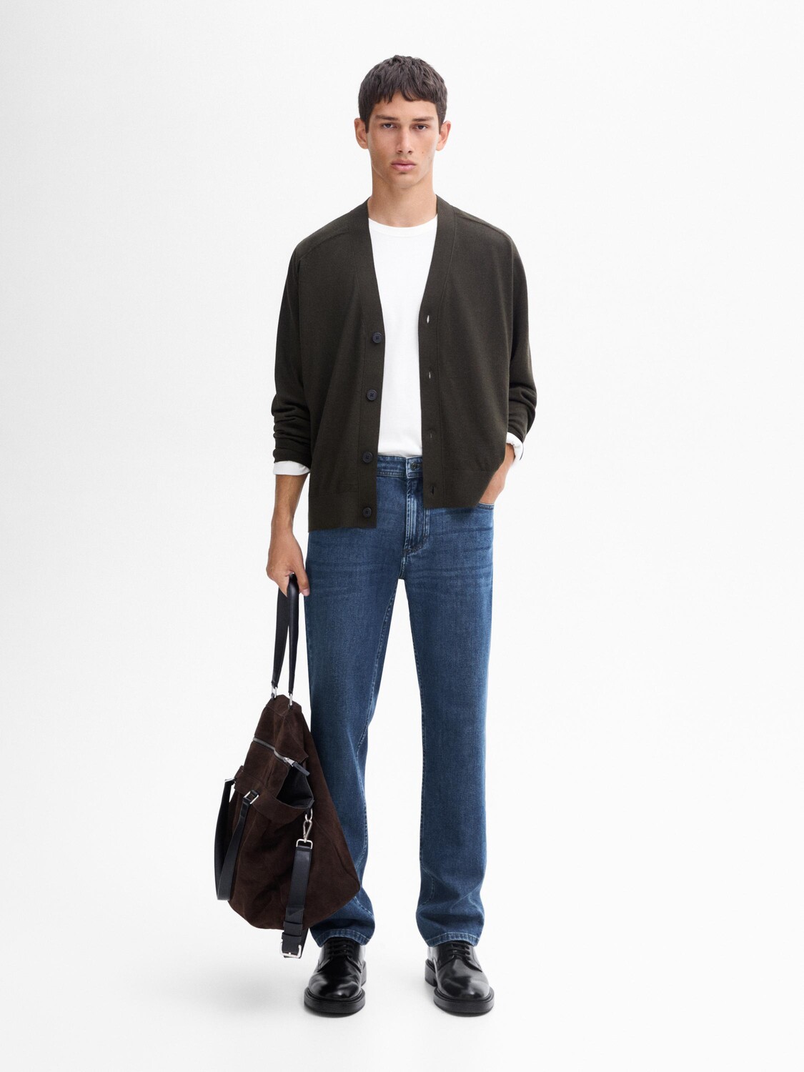 

Кардиган из 100% мериносовой шерсти Massimo Dutti, хаки