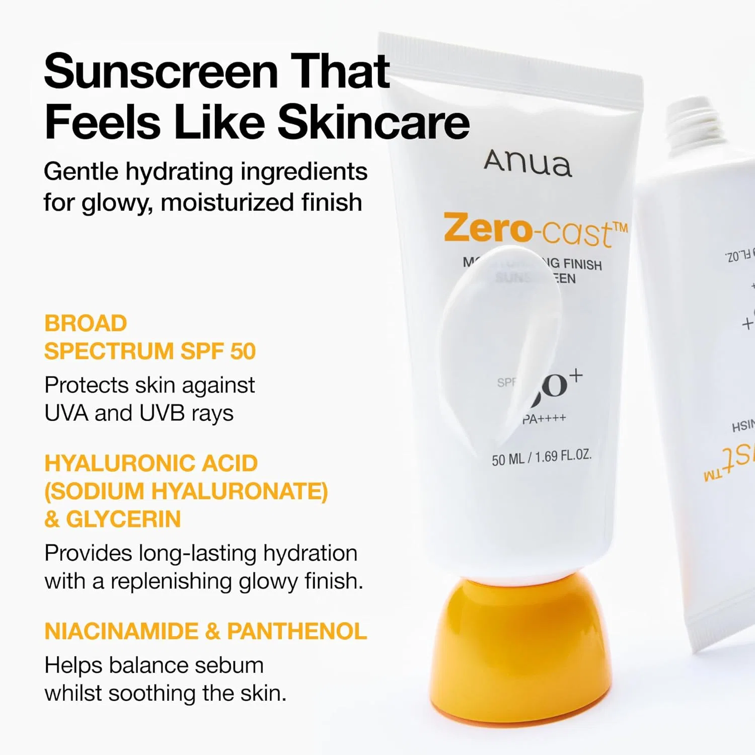 Увлажняющий солнцезащитный крем Anua Zero-Cast SPF 50 для лица, 50 мл Anua — фото 3