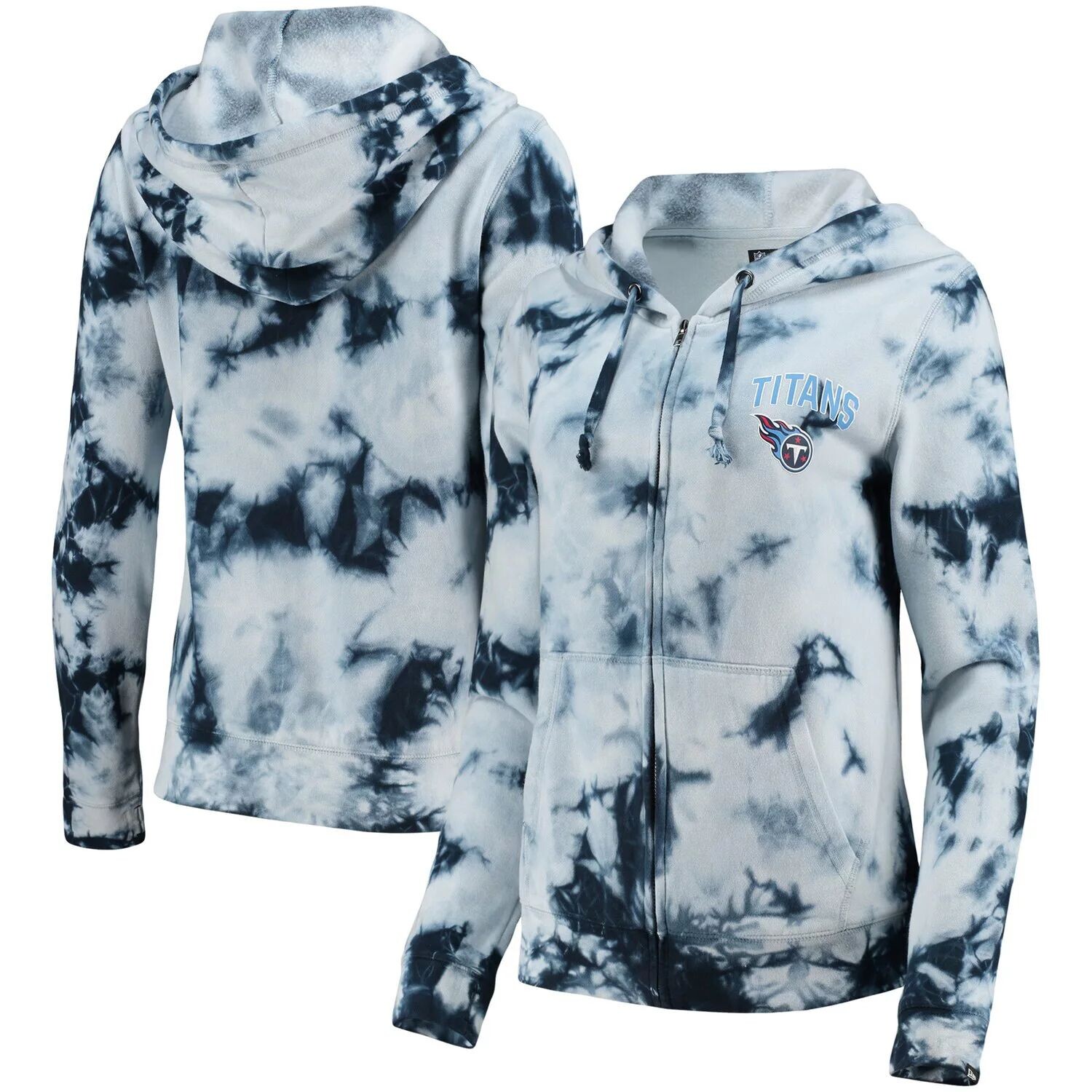 

Женская флисовая толстовка с молнией во всю длину New Era Tennessee Titans Tie-Dye New Era