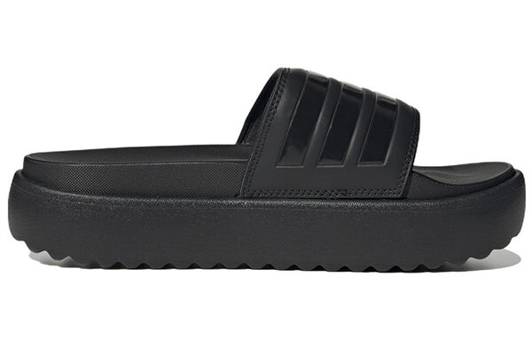Тапочки adilette платформа слайд Adidas, черный — фото 3