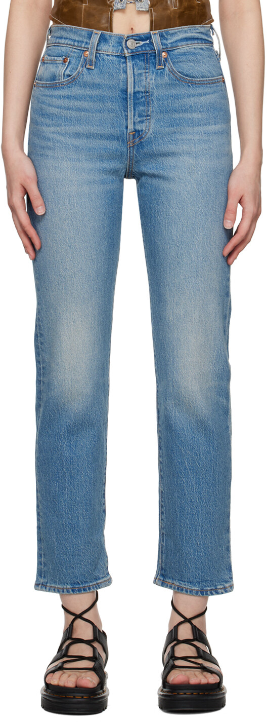 

Синие прямые джинсы на танкетке Levi's