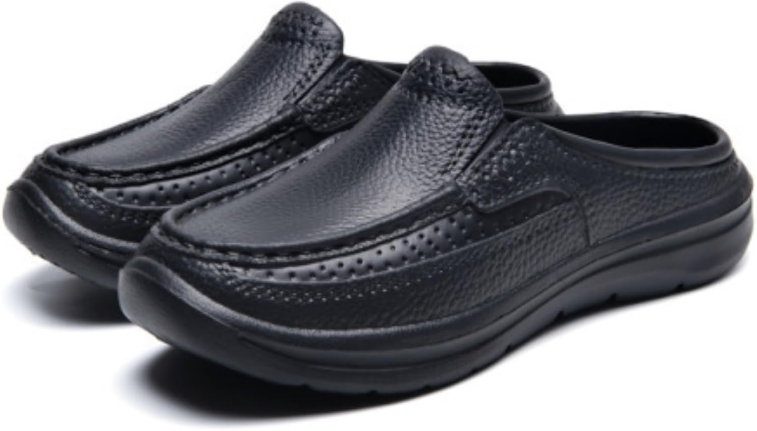 

Мужские кожаные мюли-тапочки с круглым носком, низким каблуком, без задника, с мягкой подошвой, удобные и дышащие, повседневная обувь Niairke, черный