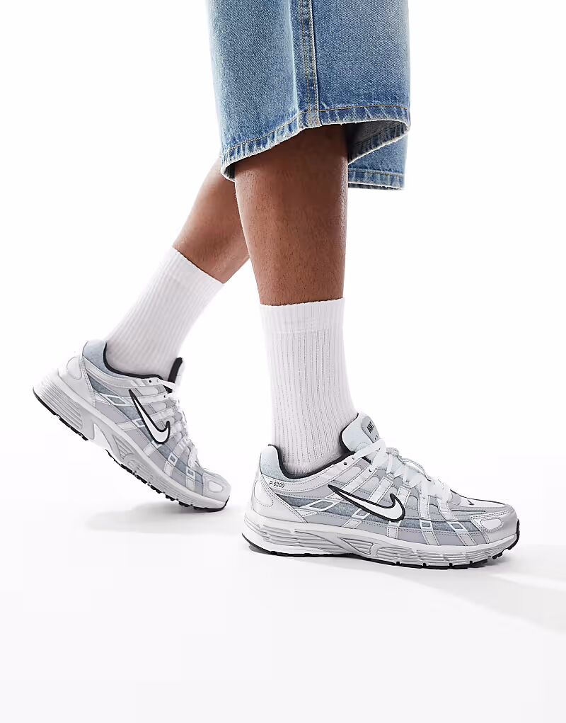 

Кроссовки унисекс P-6000 белого и серебристого цветов Nike