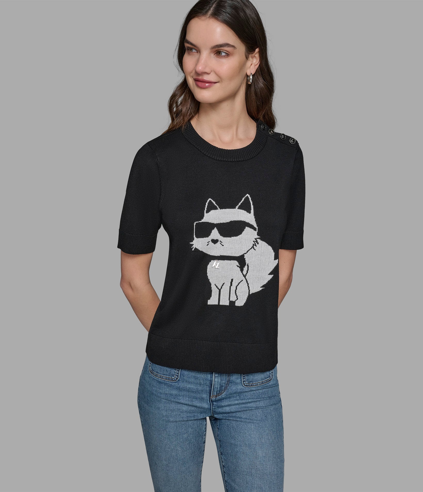 

Свитер choupette charm с коротким рукавом KARL LAGERFELD PARIS, черный