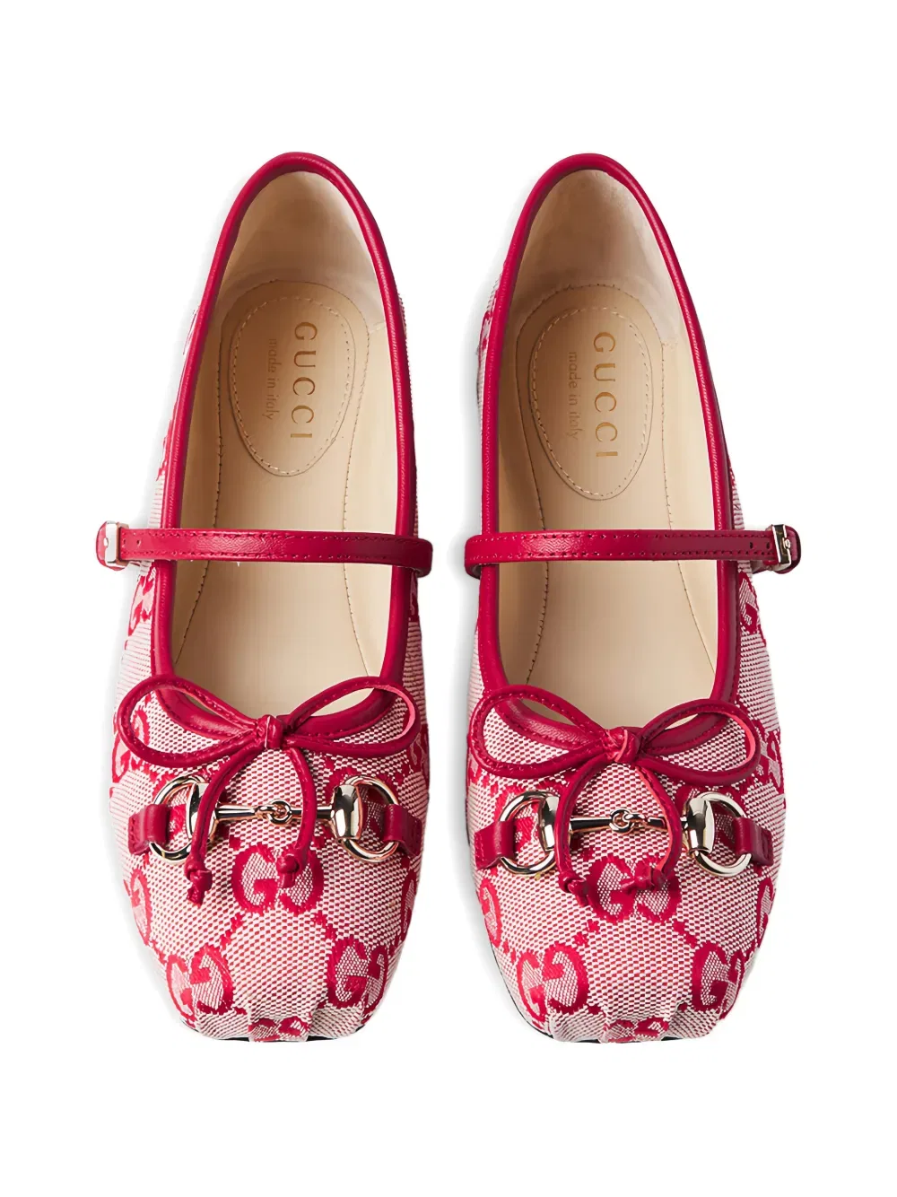 Балетки Gg с пряжкой в виде конской уздечки Gucci Kids, красный — фото 4