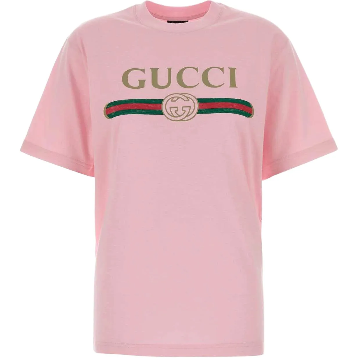 Футболка GUCCI Женская с круглым вырезом, умеренный прямой крой, розовый