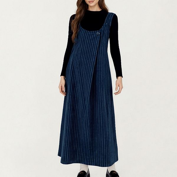 

Женское бесшовное платье-макси в рубчик с асимметричной застежкой на пуговицах для беременных Anna-Kaci