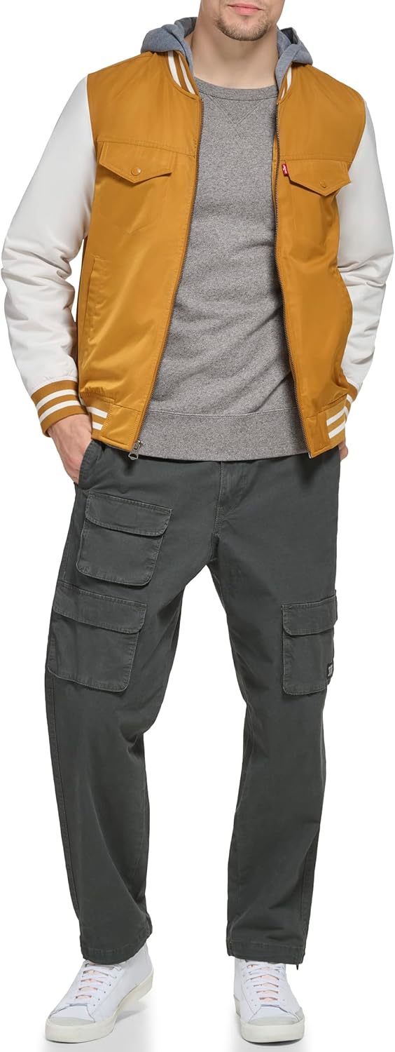 Мужская университетская куртка-бомбер Levi's Colorblock, Spice/Fleece Hood — фото 2
