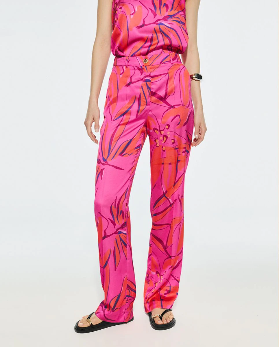 

Женские прямые брюки из сатина с шлевками Lola Casademunt, розовый