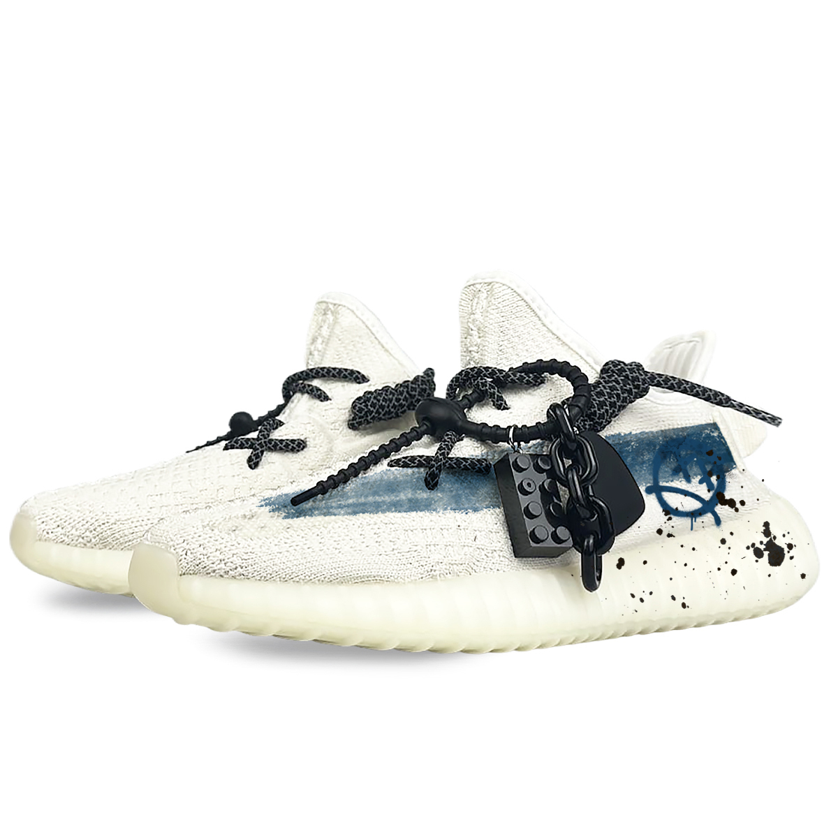 Yeezy Boost 350 V2 Low Top Повседневные Кроссовки Unisex Синий Белый Adidas Originals — фото 3
