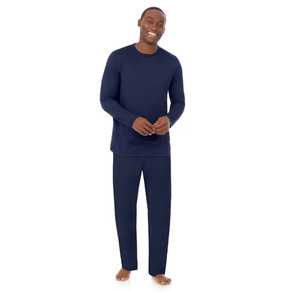 

Мужская пижама из двух предметов: футболка с длинным рукавом и брюки Cuddl Duds, синий