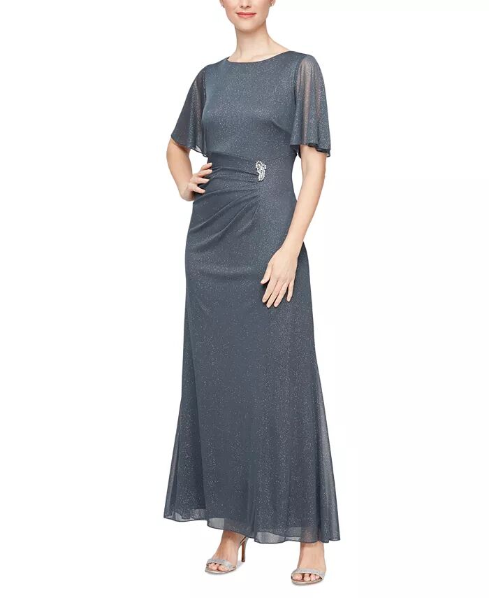 

Женское платье из блестящей сетки с декором SL Fashions, серый