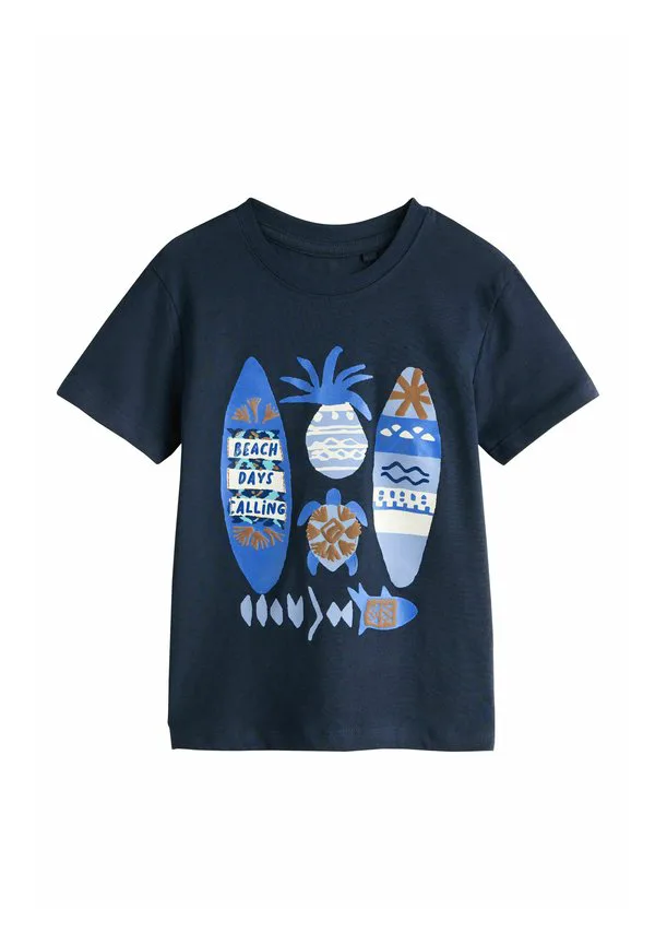 Футболка с коротким рукавом и графическим принтом, стандартного кроя. Next, Navy Blue Surf Boards