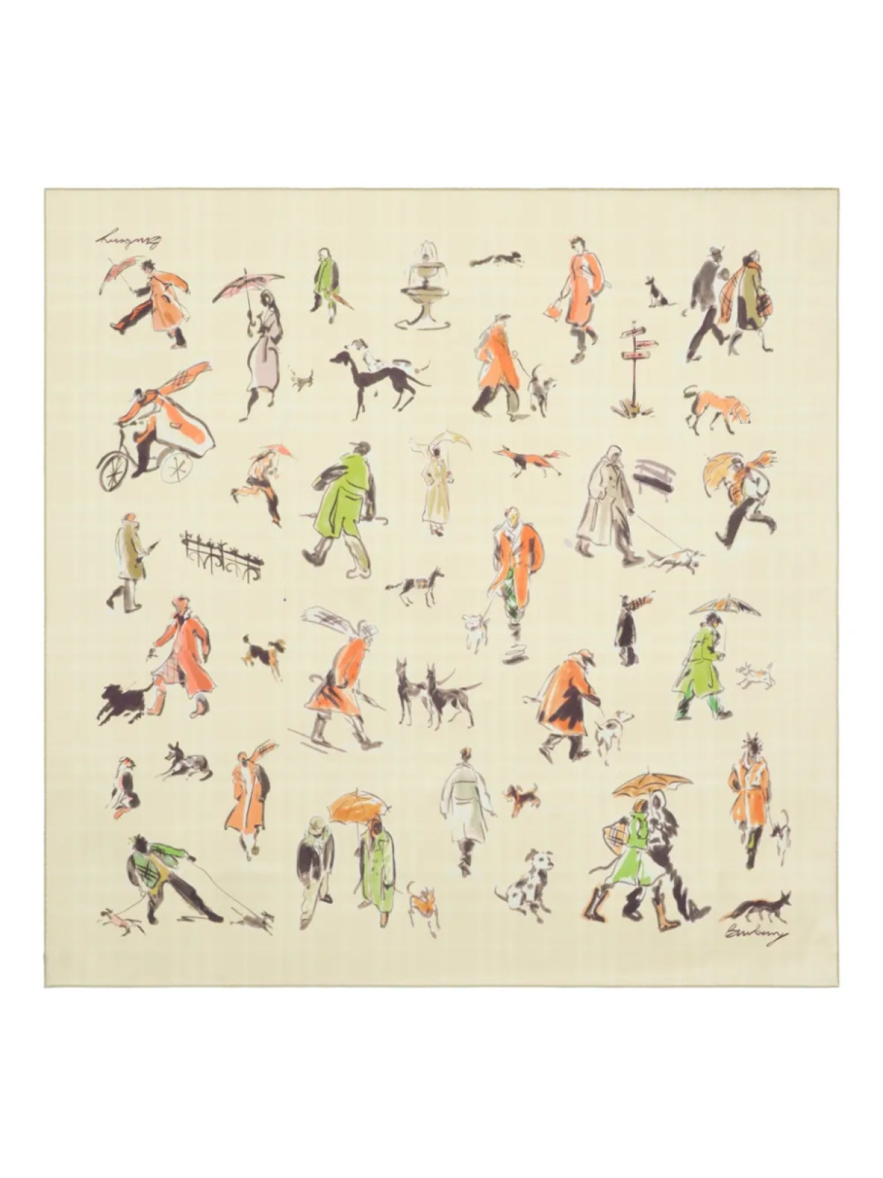 

Шелковый шарф Burberry Paws on Parade, нейтральный