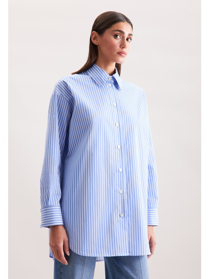 

Блузка свободного кроя средне-синего цвета Seidensticker