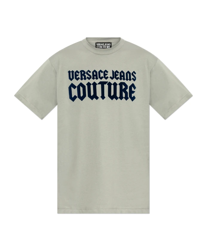 

Футболка с бархатным логотипом Versace Jeans Couture, серый