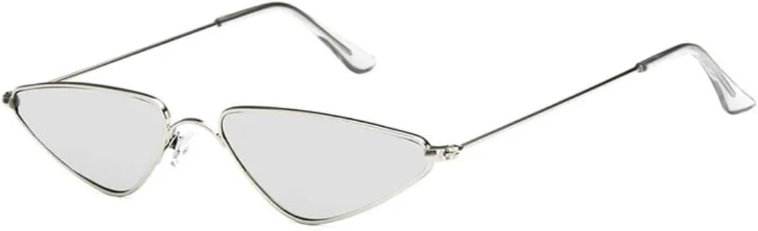 

Панк-металлические солнцезащитные очки «кошачий глаз» в маленькой оправе для женщин, люксовые и мужские, популярные для путешествий и вечеринок, с защитой от УФ-излучения UV400 TKKTLLT, Silver Silver