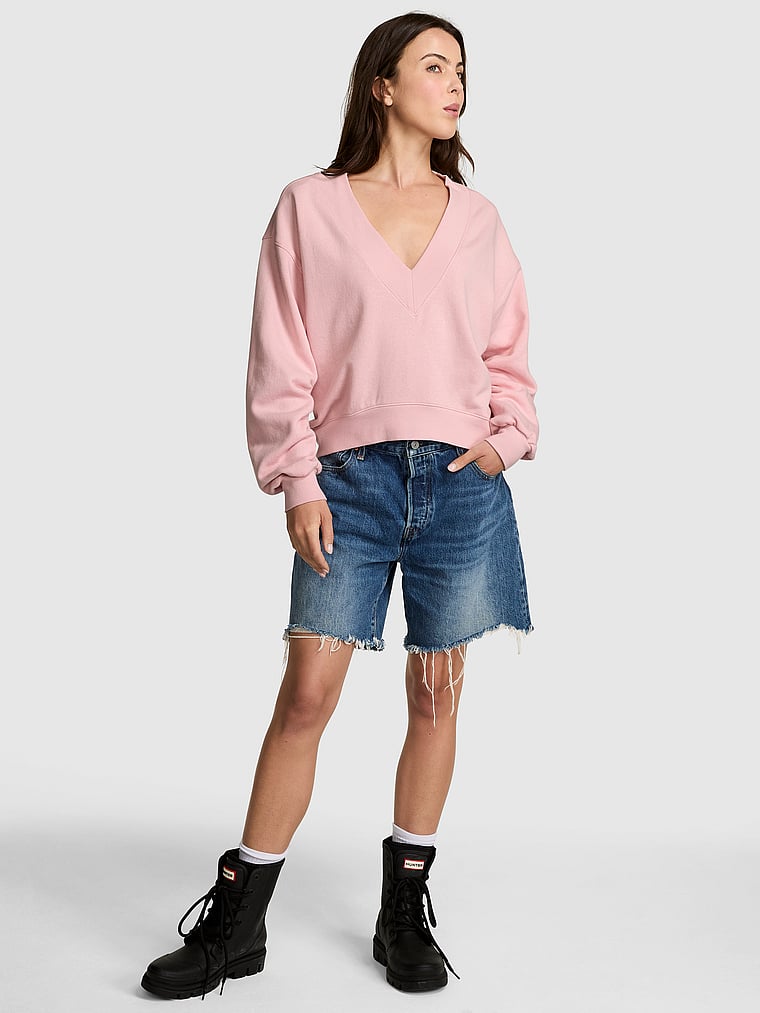 

Укороченная толстовка из флиса Ivy с V-образным вырезом и асимметричным лифом Pink, цвет doll house