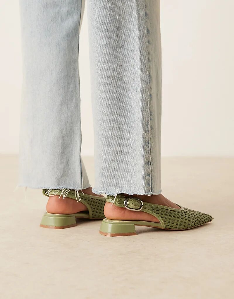 Балетки Leonora с открытой пяткой от ASOS DESIGN, плетеные, шалфейно-зеленого цвета — фото 3