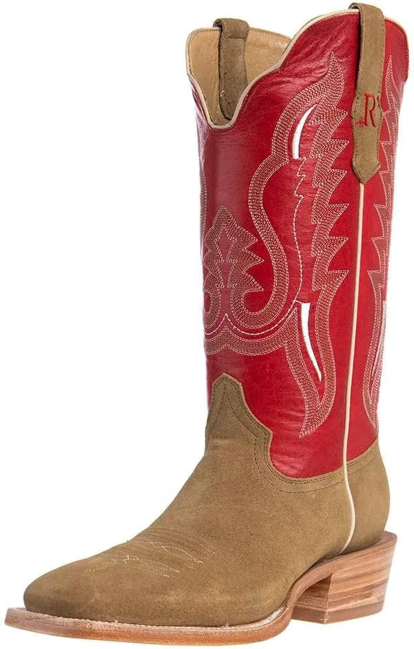R Watson Boots Мужские ковбойские сапоги R Watson Sand Roughout 13, верх из коровьей кожи, цвет вишневый красный, квадратный носок