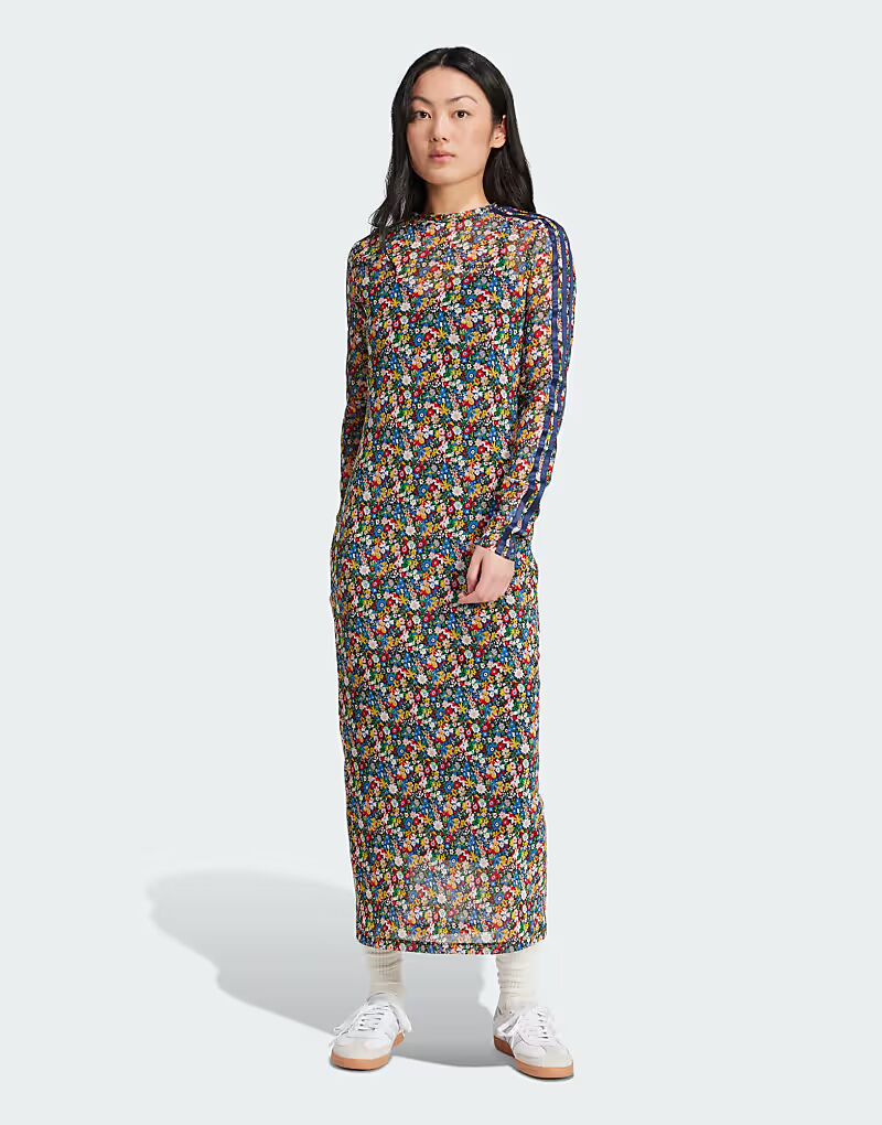 

Платье макси Adidas Originals x liberty london mesh в цвете многоцветный/ночной индиго