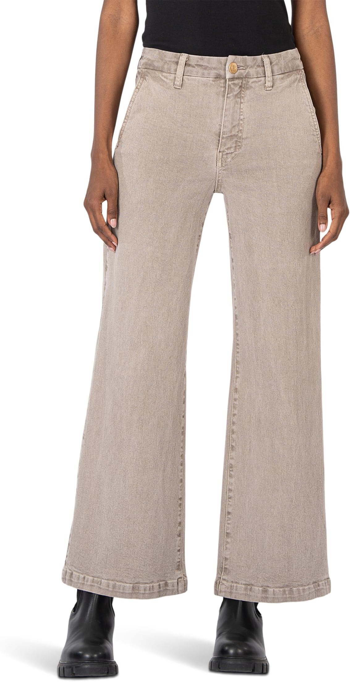 

Джинсы KUT from the Kloth Meg High Rise Fab Ab Wide Leg Slash Frt Pockets, цвет Coffee Cream