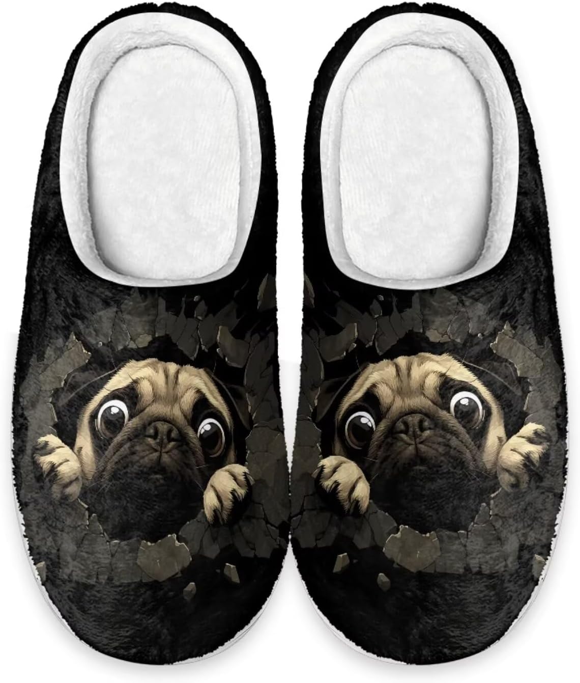 

Тапочки для дома Forchrinse с американским флагом для мужчин и женщин, мягкие и комфортные, теплые тапочки на осень и зиму, легкие, на скользящей подошве, Pug Print