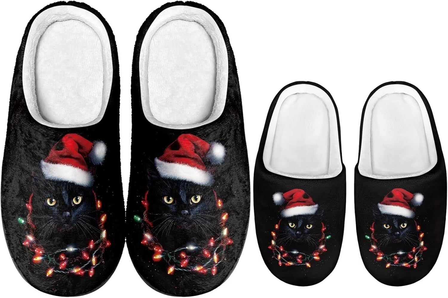 

Рождественские тапочки Dngkaoje для семьи Нескользящие домашние тапочки для мужчин и женщин, черный