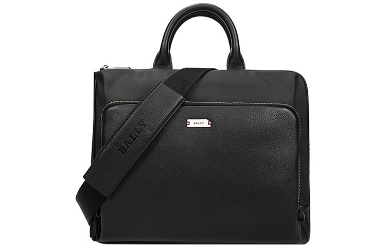 

BALLY Мужская сумка-портфель из кожи и холста, черная