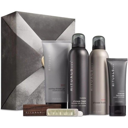 

Rituals Подарочный набор L Homme - 5 средств для ванны и тела, обогащенных бамбуком, японской мятой и кедровой древесиной - Бодрящая и освежающая подарочная коробка