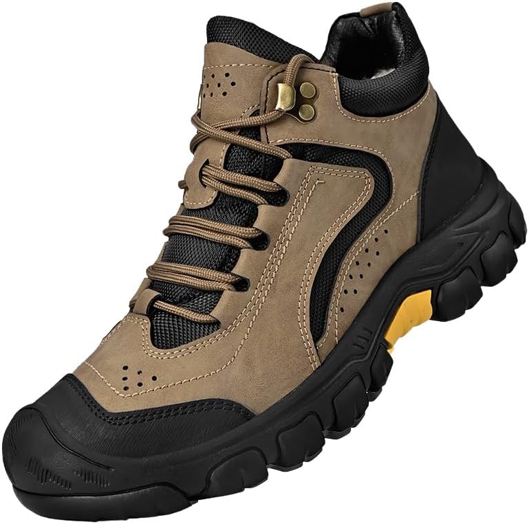 

Мужские зимние короткие ботинки для улицы - однотонные теплые походные обувь для снега, противоскользящая прочная подошва, утепленный дизайн Clolinde, хаки