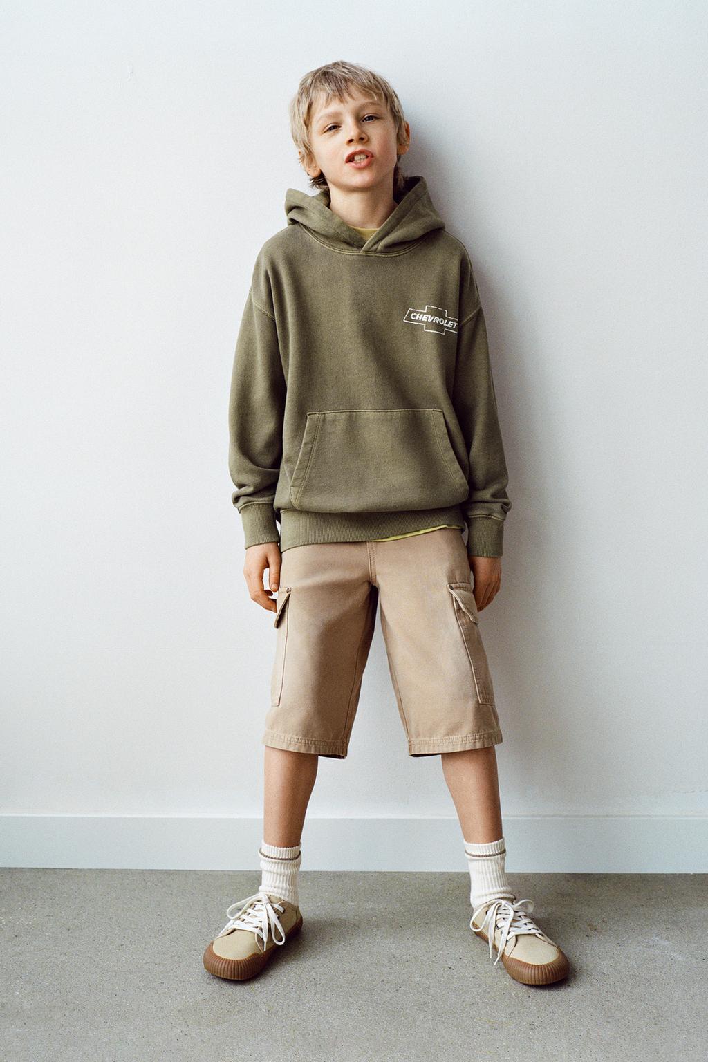 

Толстовка со слоганным принтом с эффектом стирки ZARA, цвет Greens