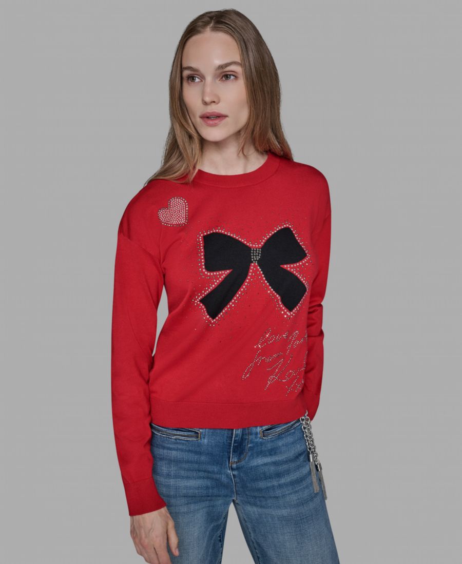 

Небольшой свитер с длинными рукавами и бантом KARL LAGERFELD PARIS, Admiral Red/Black