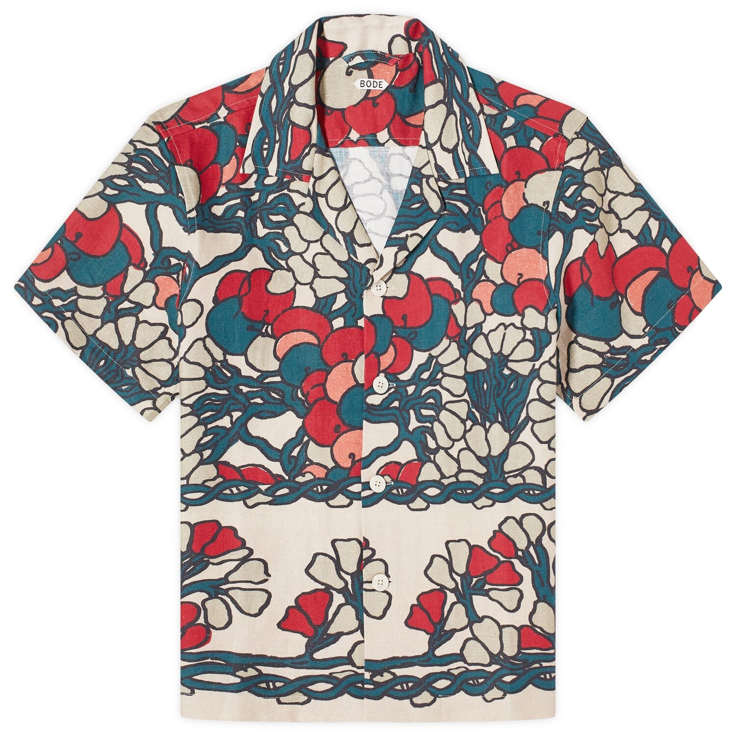 

Рубашка с коротким рукавом Bode Garden Lattice Vacation Shirt, цвет Ecru & Multi