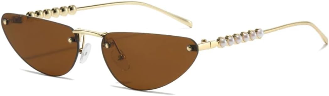 

Солнцезащитные очки с защитой UV400 | Без оправы "кошачий глаз" с градиентным покрытием | Для женщин и мужчин, для занятий спортом на открытом воздухе и вождения DSVIGF, Gold Tea