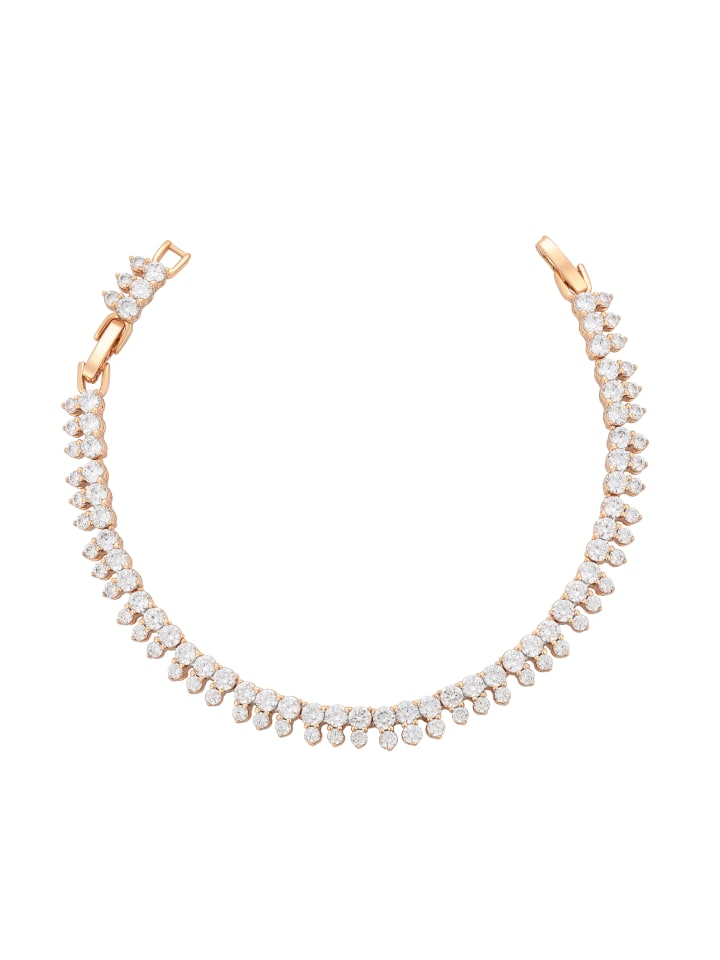 

Faina Женский браслет с кристаллами, розовое золото, белый