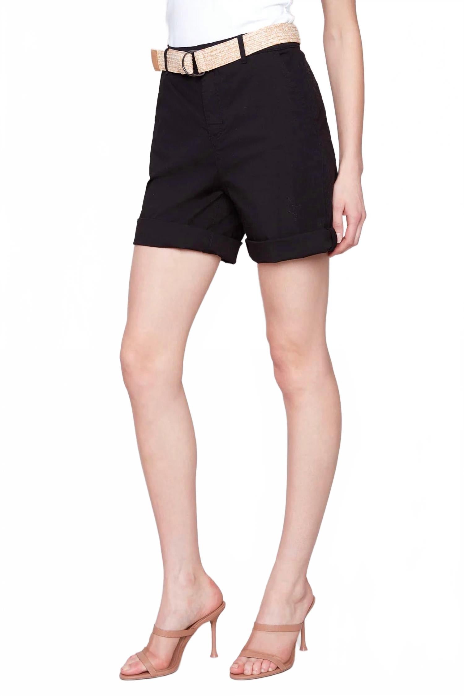 

Шорты с поясом и манжетами черные CHARLIE B