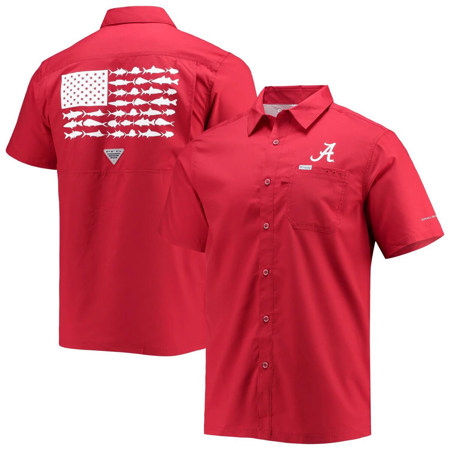 

Мужская рубашка на пуговицах Columbia PFG Crimson Alabama Crimson Tide Slack Tide Camp