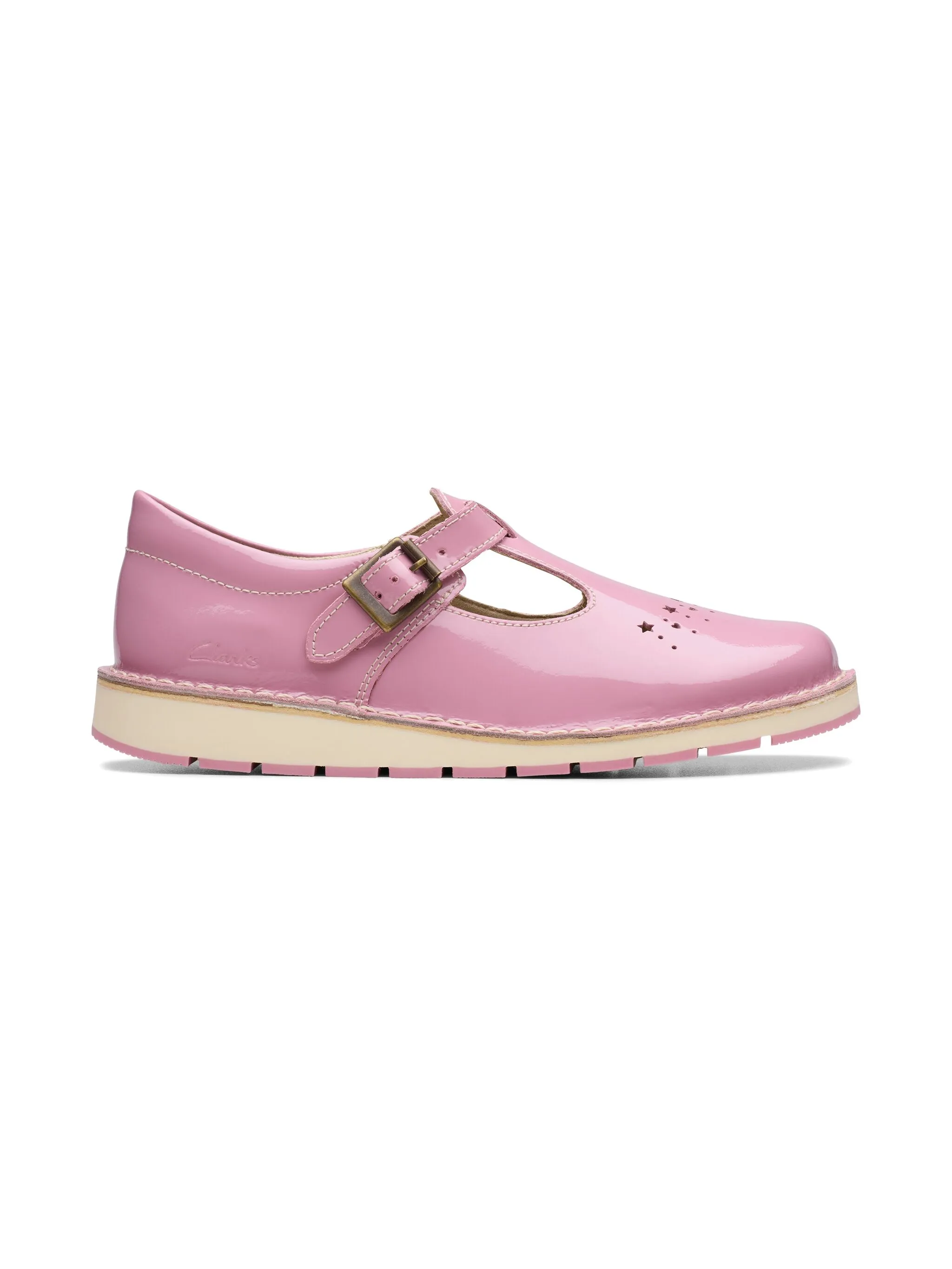 

Балетки с Т-образным ремешком Clarks Kids, розовый