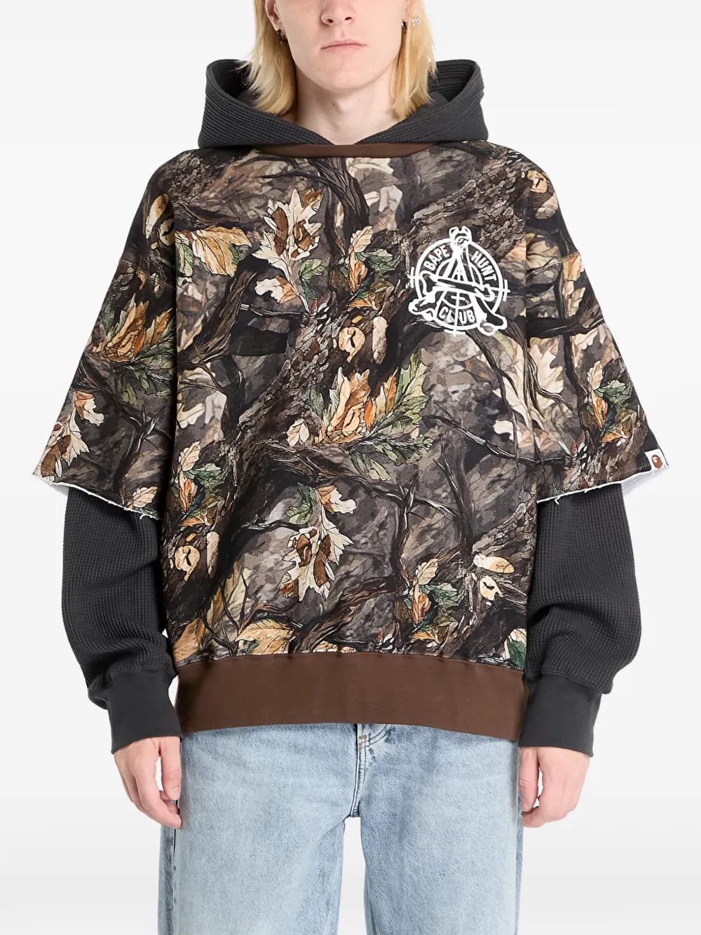Многослойное худи с камуфляжным принтом Tree Edge A Bathing Ape, коричневый — фото 4