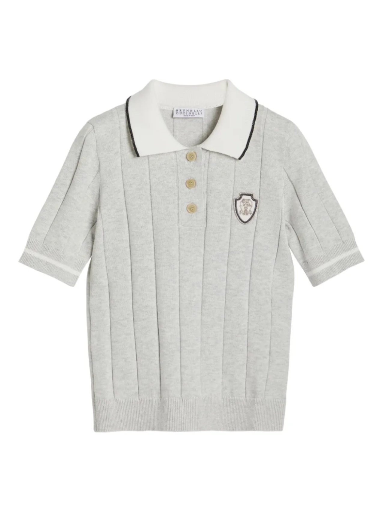 

Brunello Cucinelli Kids рубашка поло в рубчик, серый