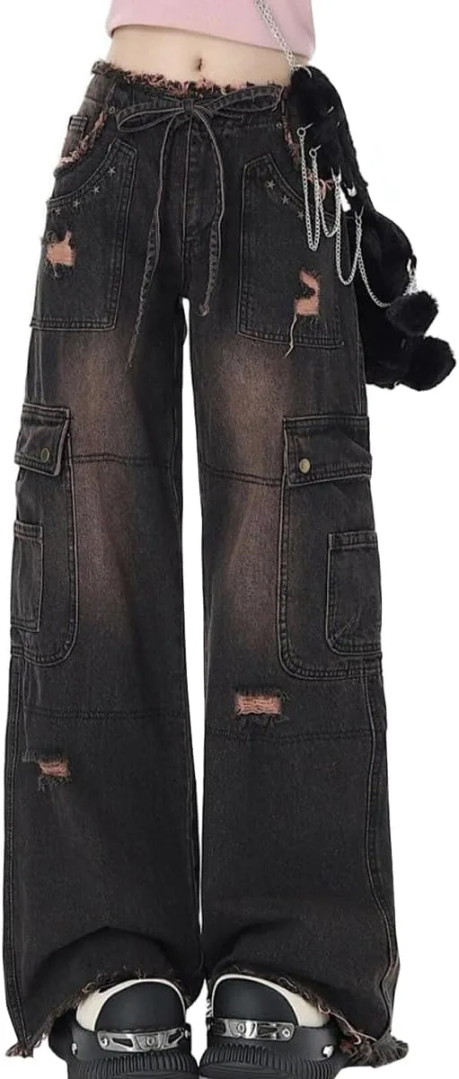 

Джинсы Gothic Fashion с высокой посадкой, рваные, прямые kakarin choyx