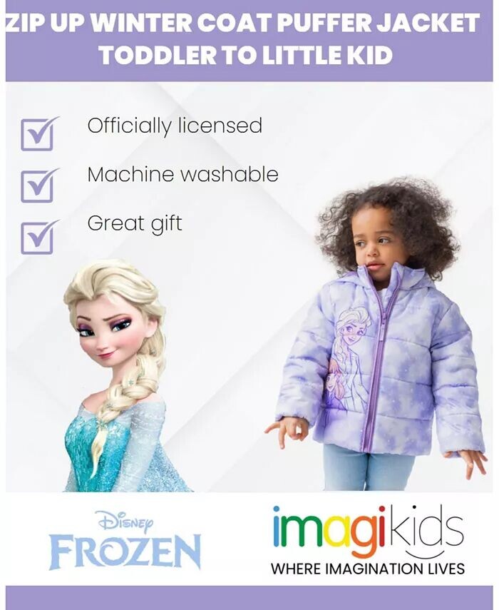Пуховик на молнии для девочек Frozen до (2–7–8 лет) Disney, фиолетовый — фото 4