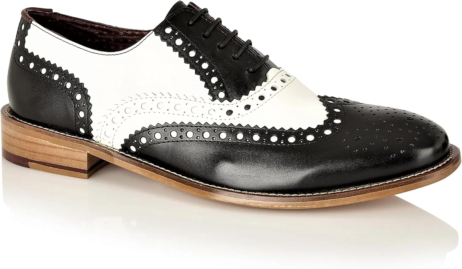 Туфли Xposed Mens Classic Oxford Brogues Gatsby Genuine Leather Two Tone Tan White Black