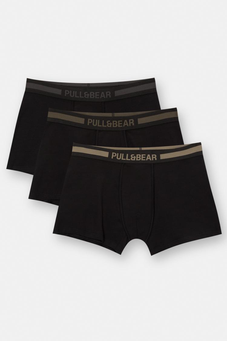 

Упаковка из 3 трусов-боксеров с цветным логотипом Pull And Bear, мультиколор